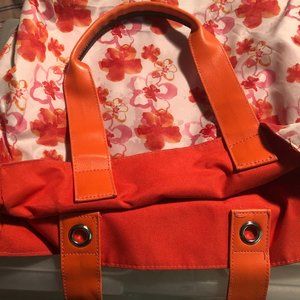 Reversible Orange & Floral Water Resistant Tote
